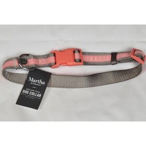 Martha Stewart Gray & Coral Adjustable Nylon Large Dog Collar Size 20 (18-26in)